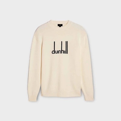 Dunhill Signature Logo Intarsia Merino Wool Jumper Off White Size L