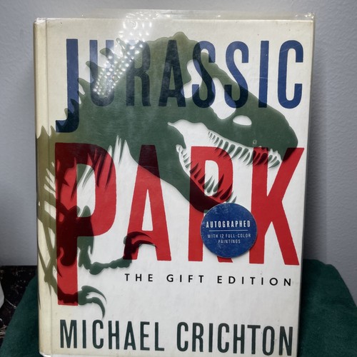 Jurassic Park SIGNED Michael Crichton 1993 Gift Edition HC/DJ Photos Thriller