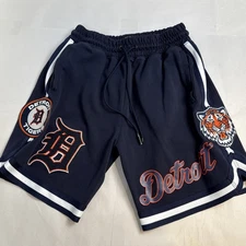 Pro Standard Detroit Tigers MLB Baseball Shorts Patches Blue Mens M Heavyweight