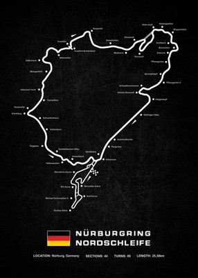 Nurburgring Nordschleife Track Map Germany Racing Circuit Poster