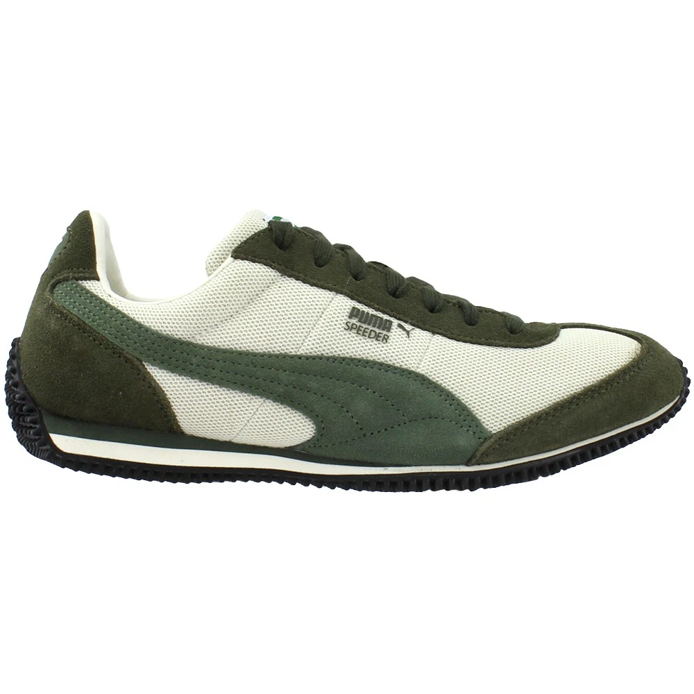 Scarpe casual sneakers uomo PUMA Speeder stringate in rete verde bianco sporco 368452 02