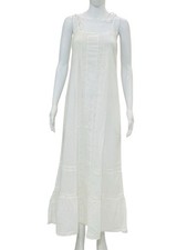 LoveShackFancy Women's Crochet Lace Strapped White Cotton Long Maxi Dress Size S