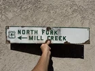Forest Service Porcelain Sign Vintage 1940s USFS Porcelain Sign North Fork Creek