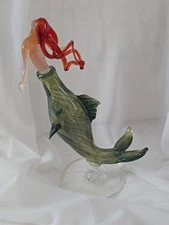 1995 Milon Townsend Blown Glass Mermaid Red Head Perfume Scent Bottle