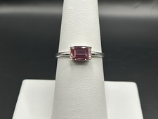 Lab-Grown Alexandrite Ring 7x5mm Emerald Cut  Sterling Silver .925  Size 7