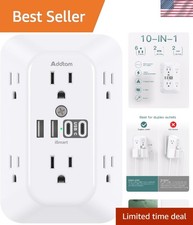 Efficient 6-Outlet Surge Protector with 4 USB Charging Ports for Home  Office