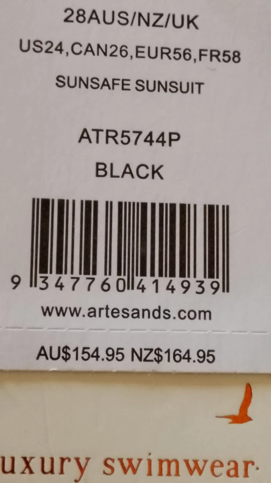 Traje de baño Artesands UPF50+ de una pieza- taza multiajuste seguro para el sol negro nuevo con etiquetas Foto 4 de 4