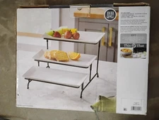 White Porcelain 3 Tiered Serve Set Dinner Service Sets Microwave Dishwasher Safe