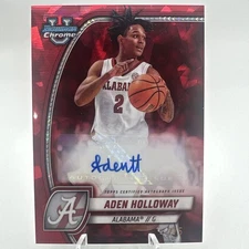 2024-25 Bowman Chrome University Aden Holloway #57 Red Auto /5 Sapphire Bama