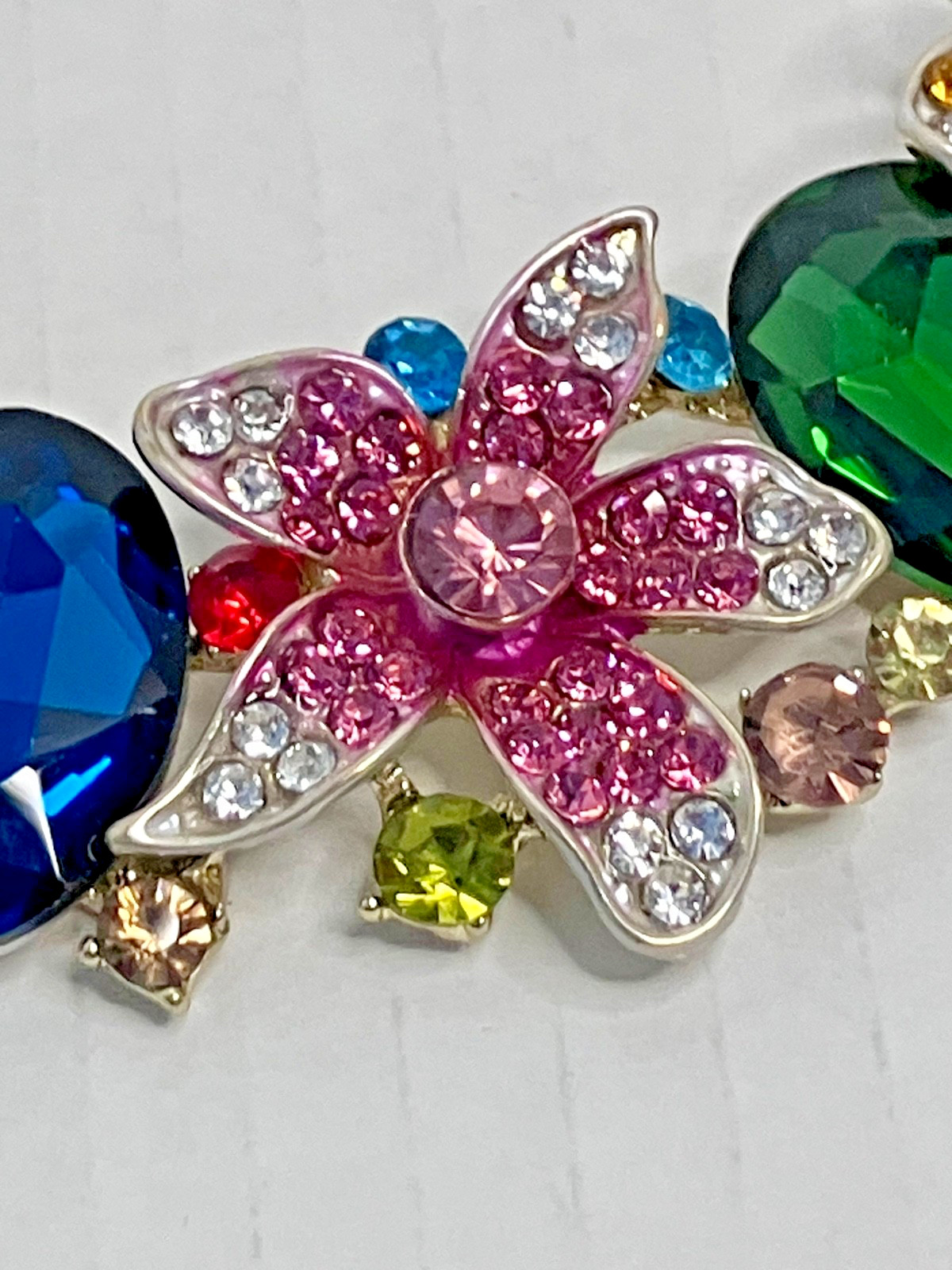 Faceted Multicolor Crystal Gemstone Rhinestone Fl… - image 3
