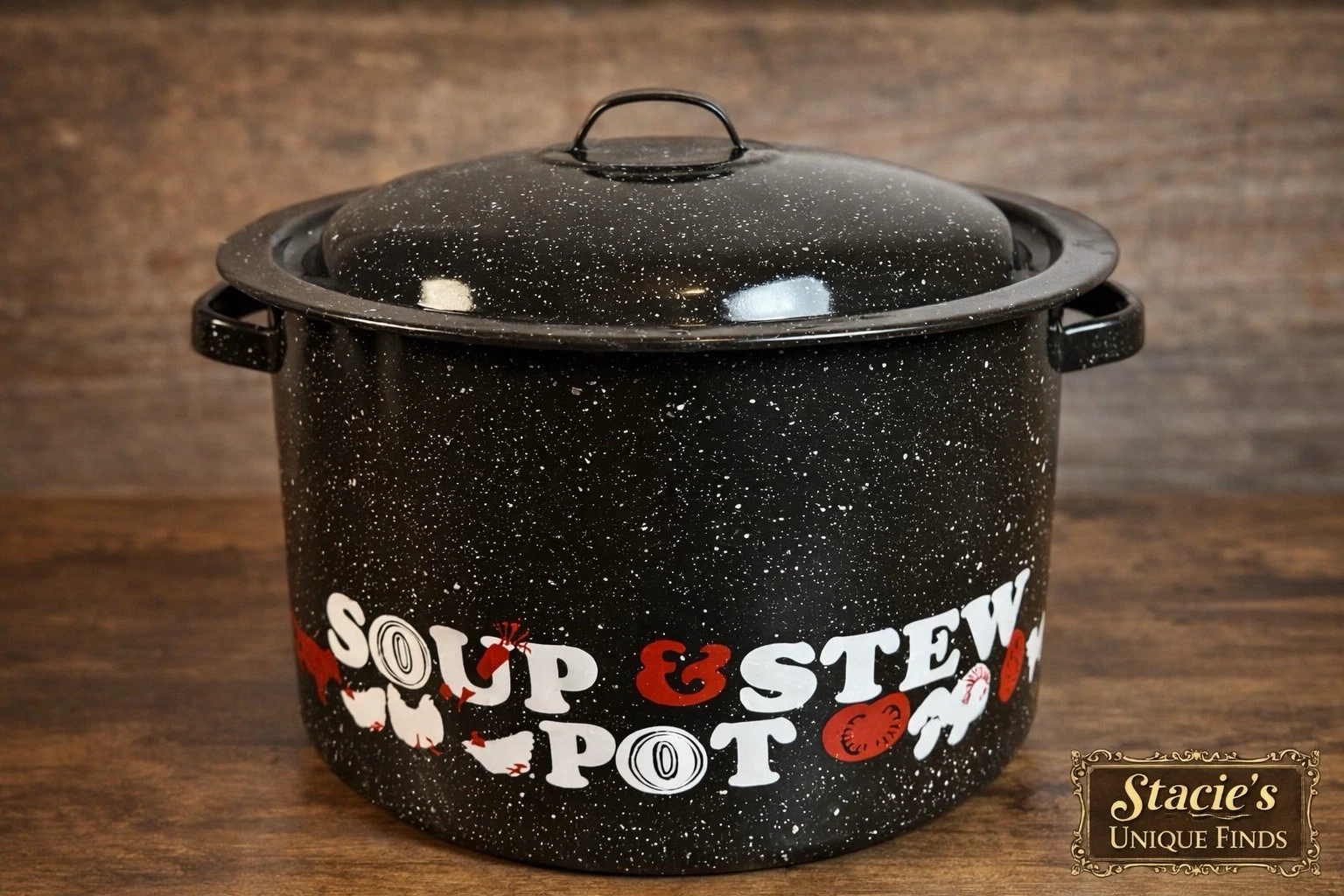 Vintage Granite Soup & Stew Stock Pot.