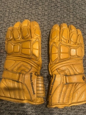 Black Diamond Mad Max Ski Gloves Men s Large Gore Tex Leather Khaki Brown Snow