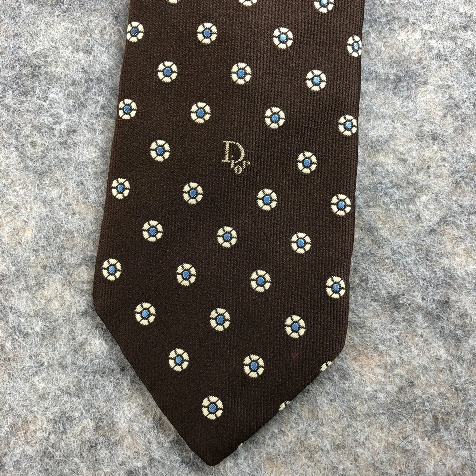 Corbata de seda con estampado floral marrón Christian Dior para hombre corbata de lujo Foto 2 de 4
