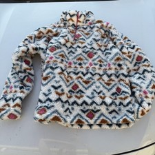 Eddie Bauer 1/4 Zip Fleece Pullover Women s Size L Aztec Geometric Print Soft