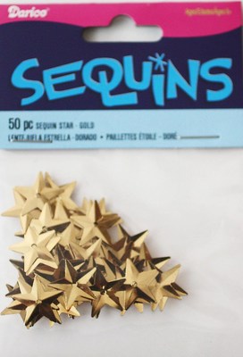 Darice Economy Craft ~ STAR SEQUINS ~ Size: 15mm GOLD Qty in Pack: 50
