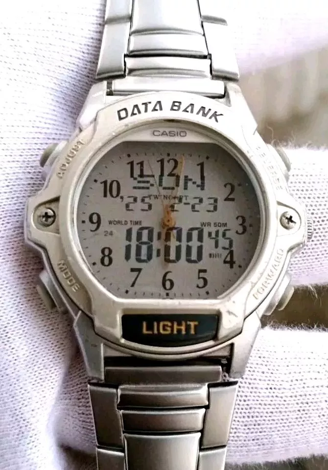 Casio ABX-24 Twincept Data Bank 2359 Analog Digital Back Light Men Watch Vintage - Image 2 of 4