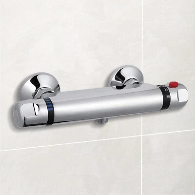 Thermostatic Exposed Bar Shower Mixer Valve Tap Chrome Bottom 1/2" Outlet