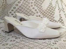 Wedding bridal shoes size 3.5 off white / cream satin with 2 inch heel