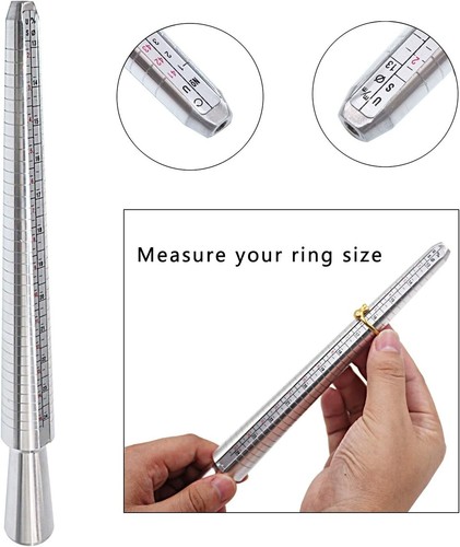 Ring Sizer Mandrel Set Metal Stick Measuring Finger US Sizing Gauge Tool Set - Picture 3 of 7