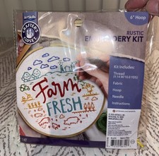 Art Skills Rustic Country Embroidery Kit Farm Fresh 6 Hoop PA-6714 New
