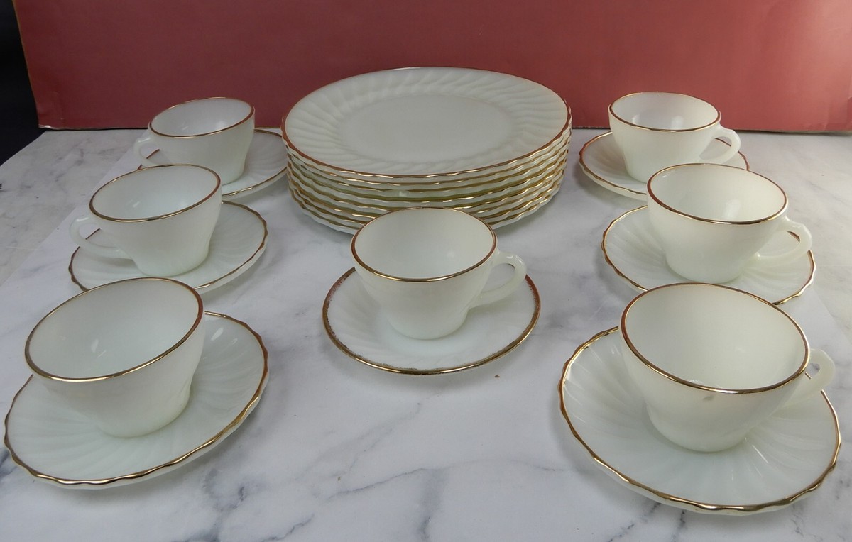 23 Piece Anchor Hocking Golden Shell Dinnerware | eBay