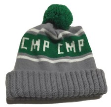Vtg CMP Beanie Multicolored Winter Hat Knitted Cap Green White Gray Pom Pom