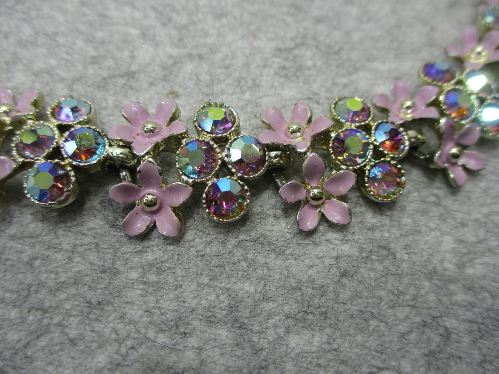 Vtg Kramer Crystal Rhinestone Purple Enamel Flowe… - image 2