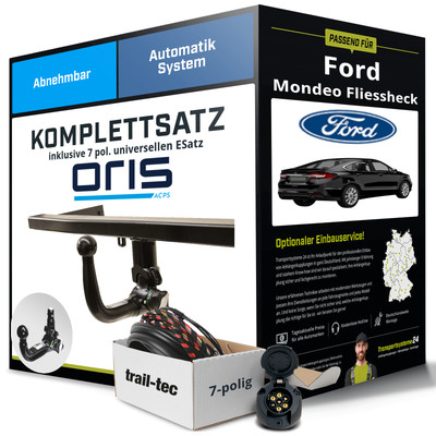 Anhängerkupplung ORIS abnehmbar für FORD Mondeo Fliessheck +E-Satz Kit NEU