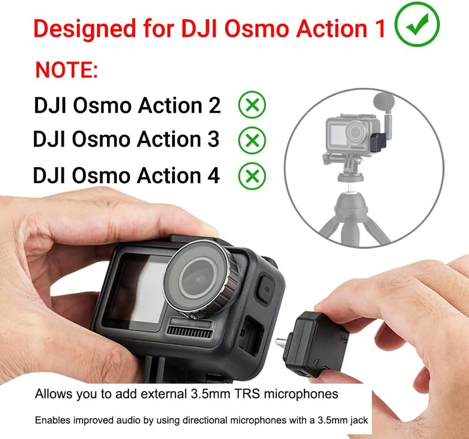 Micrófono de audio de 3,5 mm y adaptador USB-C accesorios para cámara DJI Osmo Action 1 (solo) Foto 2 de 4