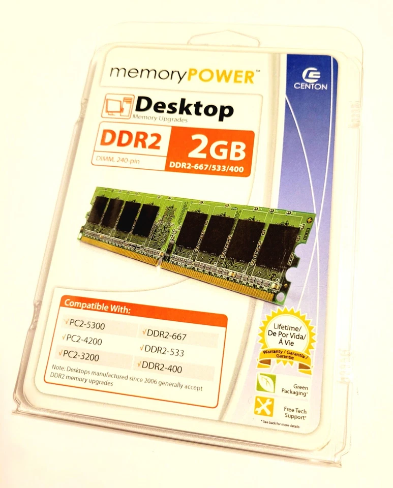 2GB DDR2 Desktop Computer Memory Centon DDR2-667/533/400 New Sealed - Image 2 of 4