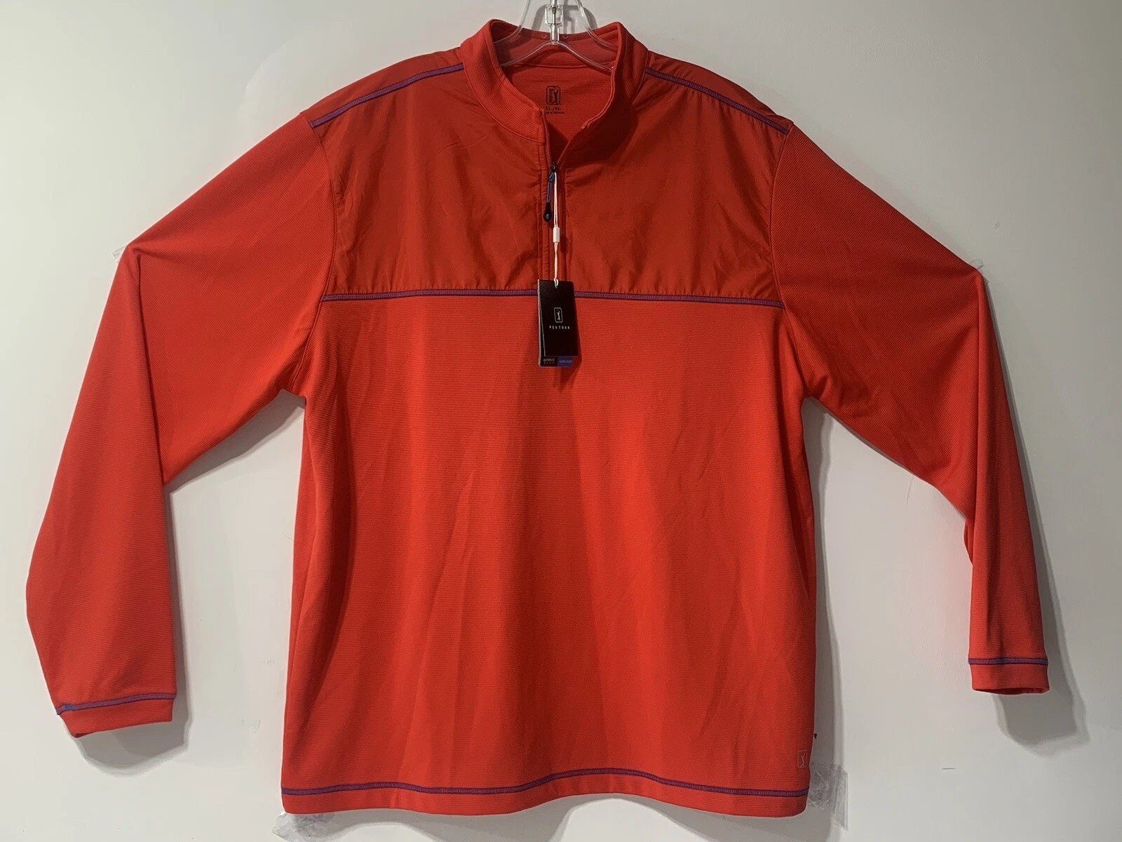 NWT - Men's XL Red PGA Tour Authentic Gear Red Quarter Zip Jacket Windbreaker