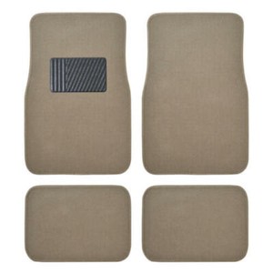 Auto Floor Mats for Car - Classic Carpet w/ Heelpad Beige Tan Set Front & Rear