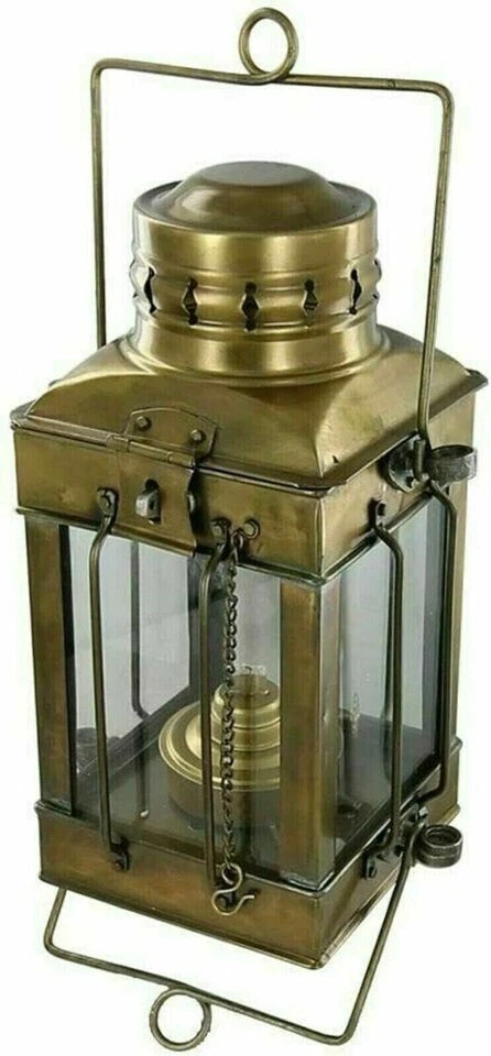 Antigua lámpara de carga de linterna de aceite de barco vintage colgante marítimo de latón náutico de 12" Foto 4 de 4