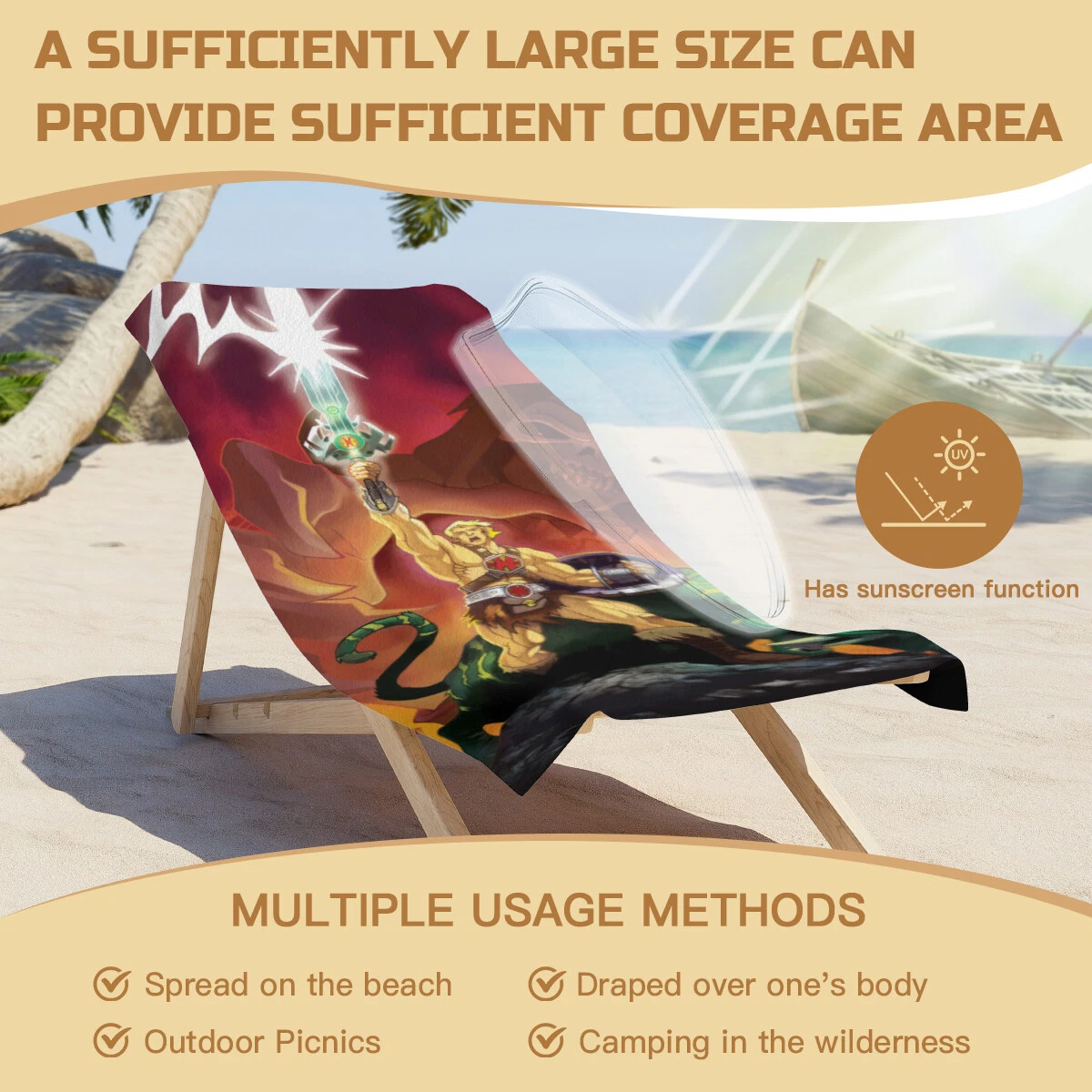He Man Beach Towel Quick Drying Microfiber 30"x60" Birthday Gift