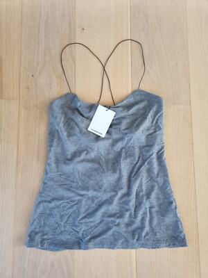 **T By Alexander Wang** Grey Stretchy Spaghetti Strap Top Size Medium