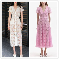 Self-Portrait  Women's Polyester Square Neck Fishtail Midi Dress