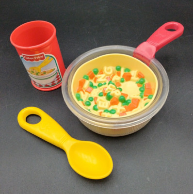Vintage Fisher Price Fun with Food Stir It Up Spinning Vegetable Soup Set  ABC