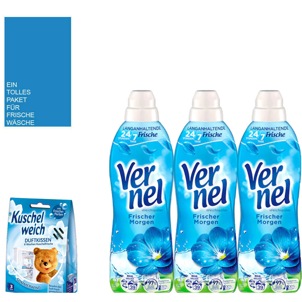 3x858ml Vernel Weichspüler Frischer Morgen 117WL+