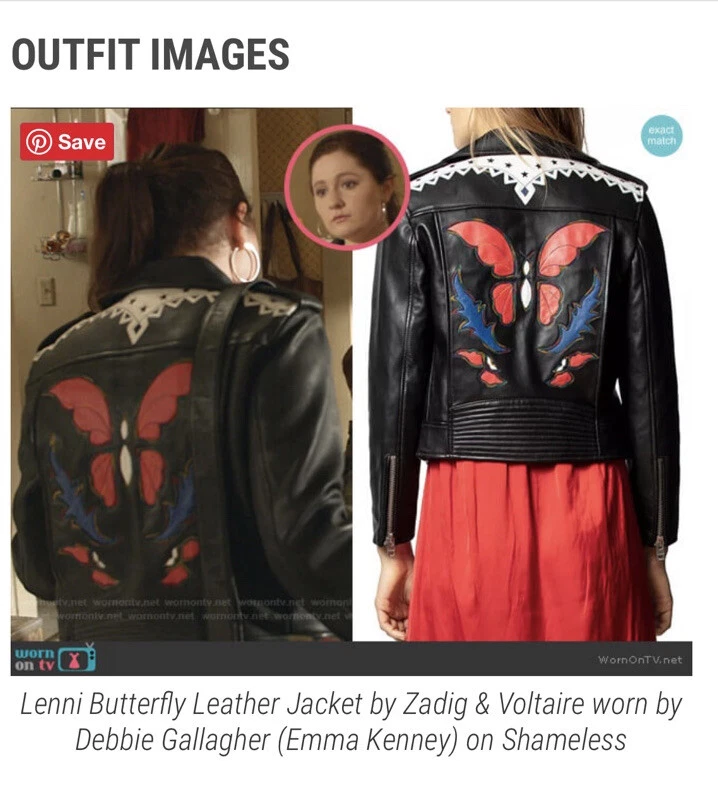 Zadig Voltaire Lenni Cuir Butterfly Black Leather Jacket Biker