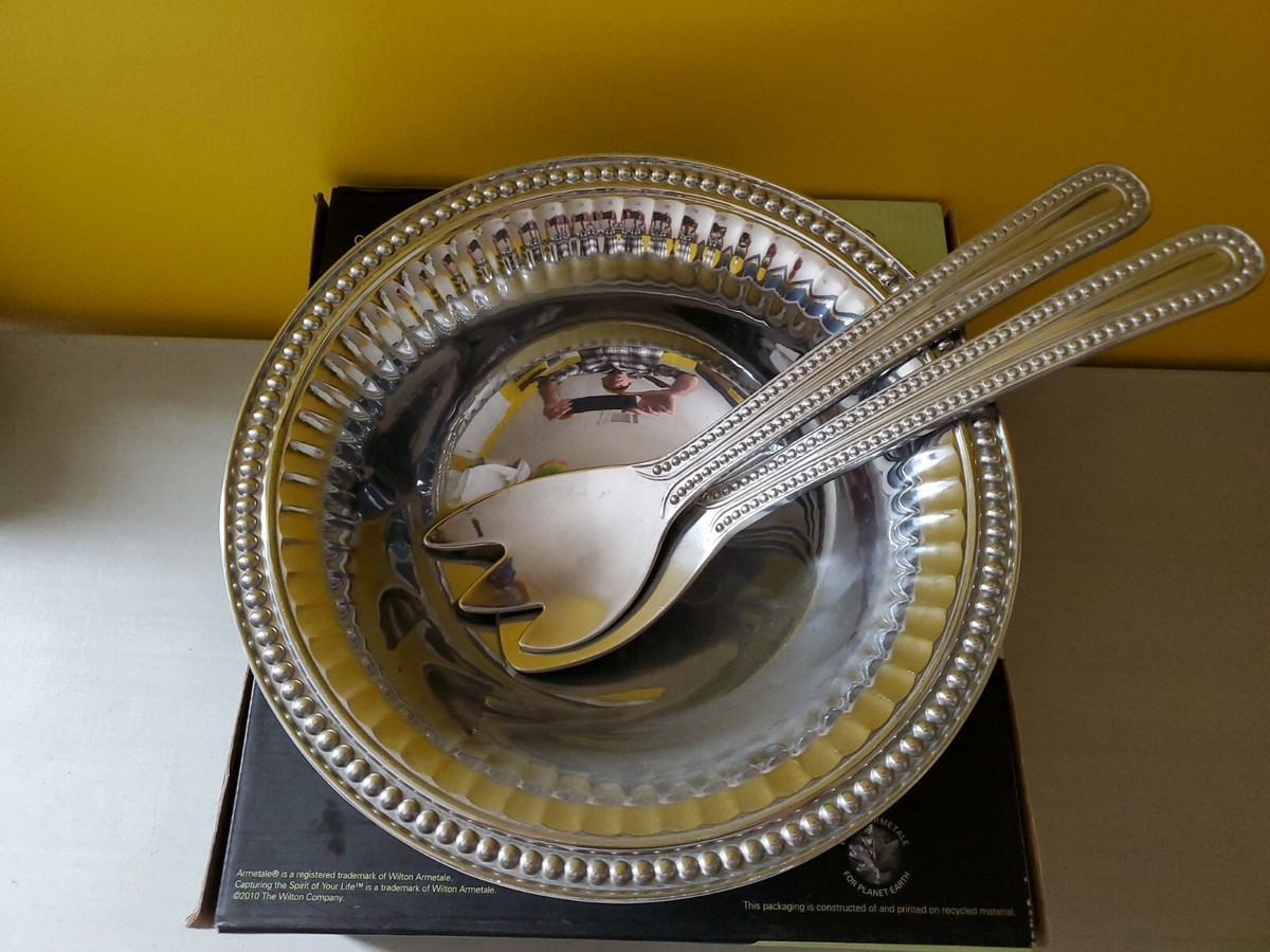 Wilson Armetale Flutes & Pearls 272206 3pc Serving Bowl W/Spoon