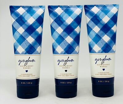 GINGHAM BATH & BODY WORKS 24 HOUR MOISTURE ULTRA SHEA BODY CREAM LOTION SET OF 3