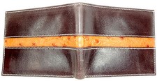 T. Marcus CALFSKIN LEATHER WALLET BIFOLD RFID Blocking Vegetable Tanned OSTRICH 