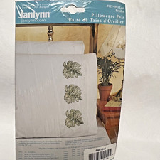 Janlynn Stamped Embroidery Pillow Case Pair Leaf Leaves 021-0943