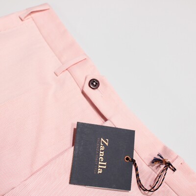 Zanella NWT Chinos / Casual Pants Size 34 US Curtis In Red Striped Cotton Blend