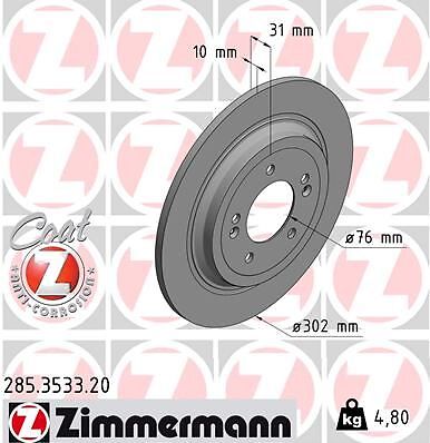 2X Zimmermann 285.3533.20 Bremsscheibe FüR Hyundai KIA-image