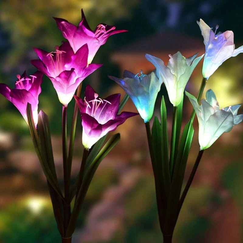 Artificial lily solar 2024 garden stake lights