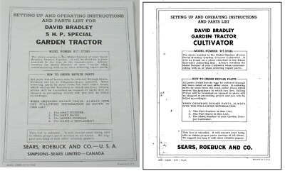 David Bradley Super Power Walking Tractor & Cultivator Paper Owner's Manual Set