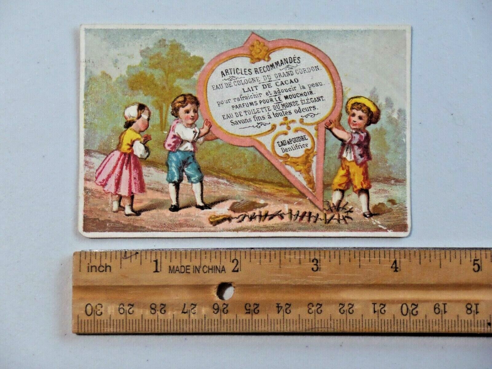 Parfums Pour Le Mouchoir Lait De Cacao Victorian French Trade Card 8692