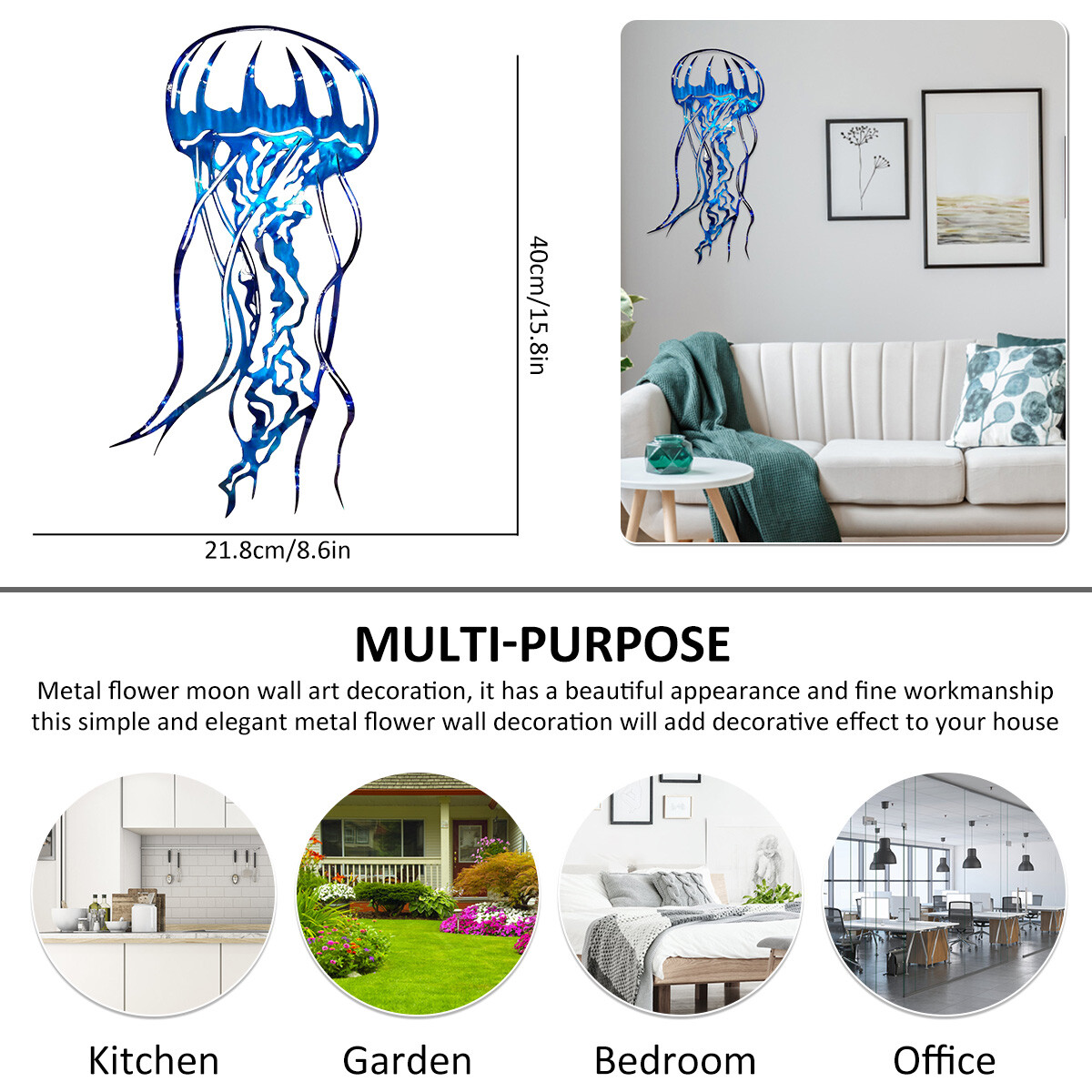 Metal Jellyfish Wall Decor Sea Wall Art Decor Ocean Hanging Sculpture