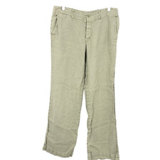 Ralph Lauren Blue Label Women Size 8 Pants Wide Leg Trousers Green Linen Mid